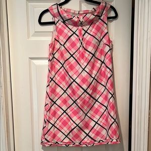 Vibrant Pink Plaid Sleeveless Dress